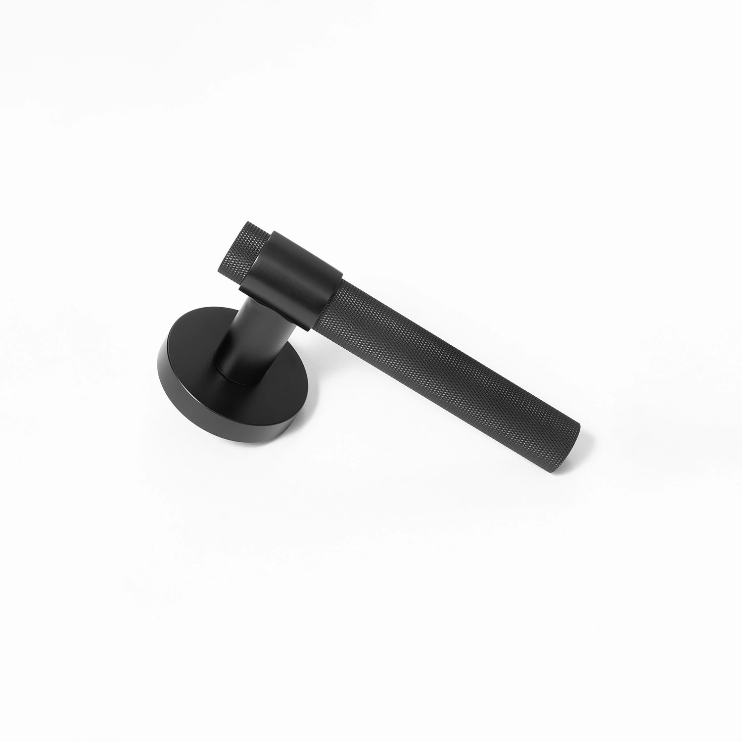 Tord-02 internal door handle in black finish, with a large knurled grip, displayed on a white background.