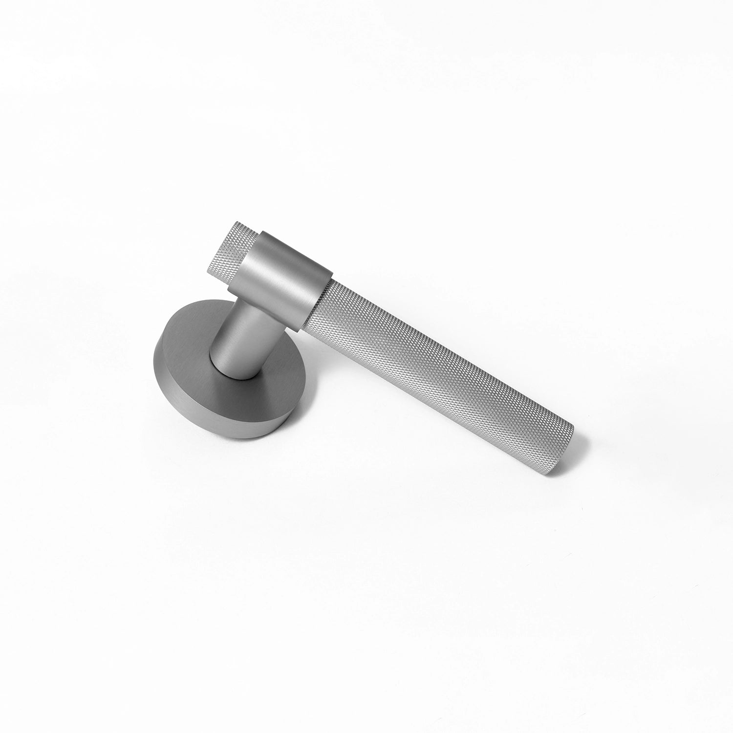 Tord-02 internal door handle in nickel finish, with a large knurled grip, displayed on a white background.